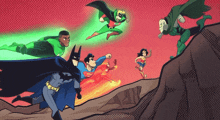 a group of superheroes including batman superman the flash and wonder woman