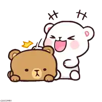 a cartoon of a white bear petting a brown bear with the word cocopry on the bottom