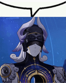 a cartoon of a man with horns and a speech bubble