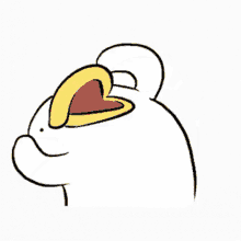 a drawing of a duck with its mouth open and a yellow beak .