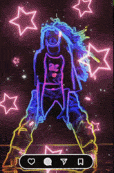 a neon drawing of a person with a shirt that says rc