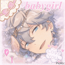 a picture of a boy with the words babygirl written above him