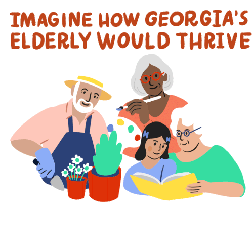Imagine How Georgias Elderly Would Thrive If The Rich Contributed What They Owe Us Sticker - Imagine How Georgias Elderly Would Thrive If The Rich Contributed What They Owe Us Taxes Stickers