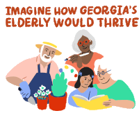 Imagine How Georgias Elderly Would Thrive If The Rich Contributed What They Owe Us Sticker - Imagine How Georgias Elderly Would Thrive If The Rich Contributed What They Owe Us Taxes Stickers