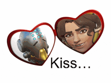 a picture of a robot and a man with the word kiss below them