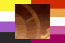 a picture of a person 's face is surrounded by a rainbow of colored squares .