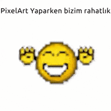 a picture of a frog with the words pixelart yaparken bizim rahatlik