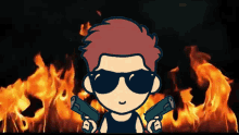 fire burning flames guns sunglasses