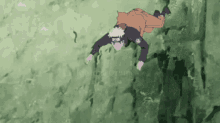 a cartoon character is flying through the air while wearing a helmet