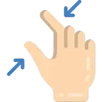 an icon of a hand with two arrows pointing up