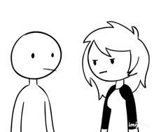 a black and white cartoon of a man and a woman standing next to each other .