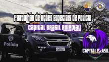 a poster for capital brasil roleplay has a picture of a police vehicle