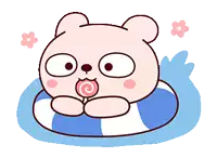 a cartoon bear with a lollipop in its mouth