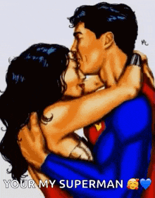Superman Wonderwoman GIF - Superman Wonderwoman Kiss GIFs