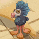 a cartoon drawing of a bird with a large beak