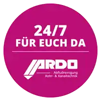 a purple circle that says 24/7 for euch da on it