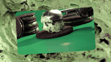 a picture of cookies and ice cream with the word mint on the bottom