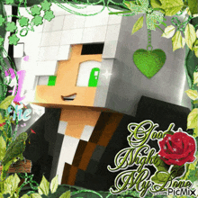 a picture of a minecraft character with the words " good night my love "