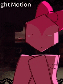 a drawing of a pink cube with the words ght motion written above it