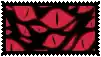 a stamp with a pattern of red eyes on it