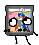 a cartoon of a 3ds game cartridge with sonic the hedgehog on it .
