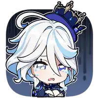 a cartoon of a girl with white hair and a blue crown on her head