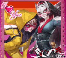a picture of two anime characters with the words " i love you " on the bottom