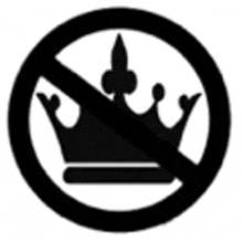 a black and white sign with a crown in a circle .