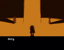 a pixel art scene with the words only then will balance be restored on the bottom