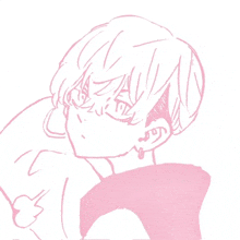 a drawing of a girl with short hair and earrings .