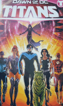 a comic book called dawn of dc titans features a tiger