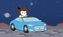 moon driving drive penguin tesla
