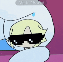 a cartoon of a person wearing sunglasses with the words alight motion on the bottom