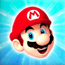 a cartoon character with a red hat and a white letter m on his hat