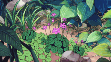 anime forest flowers plants
