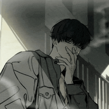 a drawing of a person smoking a cigarette