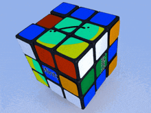 a multicolored rubik 's cube with the word minis on it