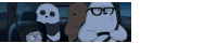 a group of bears are sitting in a car with glasses on