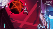 a poster for hazbin hotel shows a cartoon character