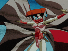 a cartoon drawing of a woman holding guns in her hands
