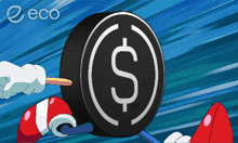 a cartoon drawing of a dollar sign on a circle