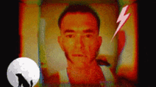 a man with a lightning bolt behind him