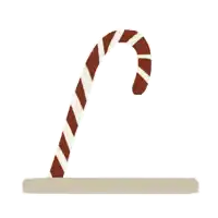 a candy cane with a worm sticking its head out of it