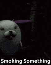 a close up of a seal 's face with the words smoking something below it