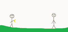 a drawing of two stick figures standing next to each other on a green hill