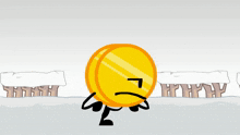 a cartoon drawing of a coin with a letter l on it 's face