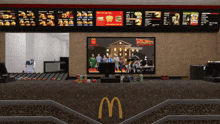 a mcdonald 's restaurant with a back to the future advertisement on the wall