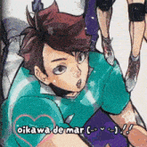 a drawing of a boy with the name oikawa de mar written on it