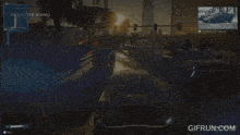a video game screen shows cars driving down a street with the words gifrun.com at the bottom of the screen