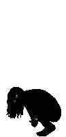 a black and white drawing of a person bending over with a white background